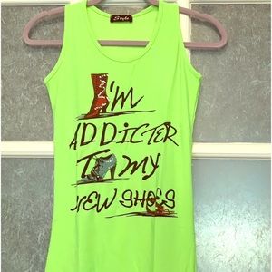 🛍SALE🛍 Green Tank I’m Addicted to my New Shoes